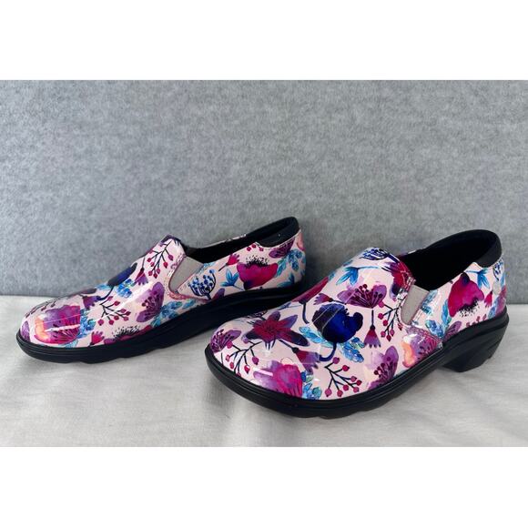 Klogs Women's sz 7 Ascent Happy Flowers Patent Slip Resistant Nursing Clogs - Picture 1 of 10